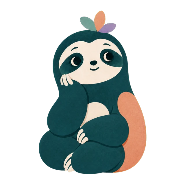 The Let It Out sloth pausing to reflect