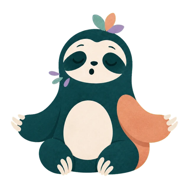 The Let It Out sloth gently releasing a thought
